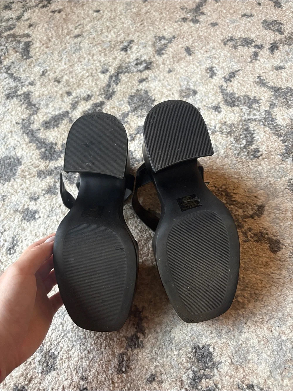 Soda Black Platform Block Heel Sandals